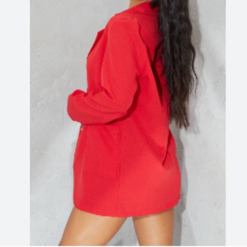 Pretty Little Thing Single Breasted Oversized Blazer, Women's Size 12 {US} - Red - Picture 3 of 12